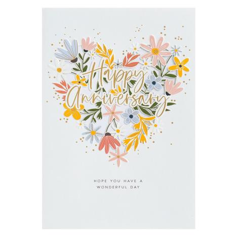 Floral Heart Design Happy Anniversary Card £3.75